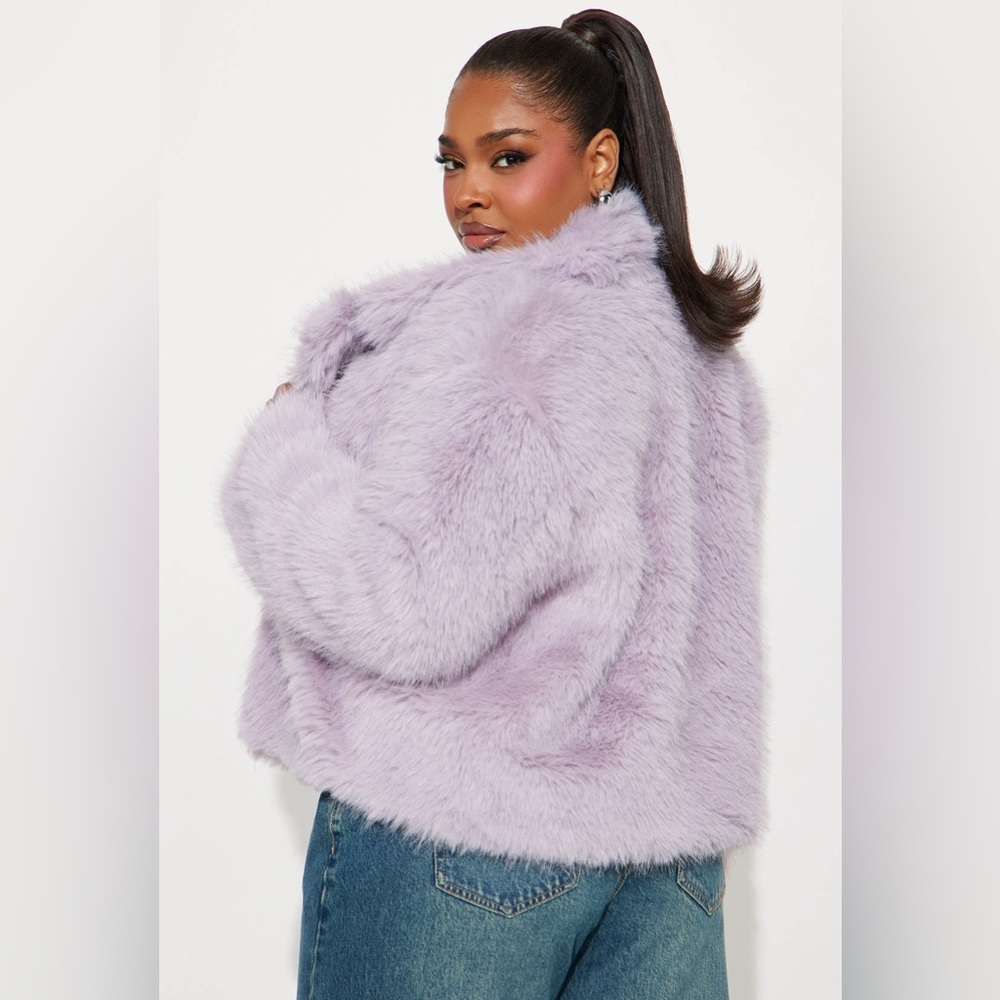 NWT Plush Faux Fur Jacket in Lavender - Women's Cozy Coat 2X - Picture 4 of 9